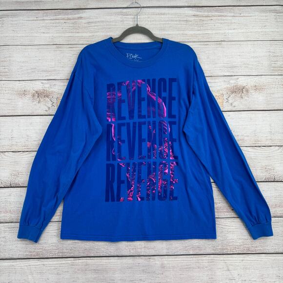 Pink Beautiful Trauma World Tour Revenge Long Sleeve T-Shirt Adult Large Blue - Picture 1 of 7